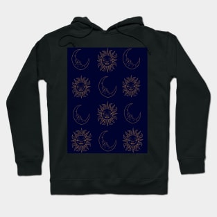 Sun and moon pattern print Hoodie